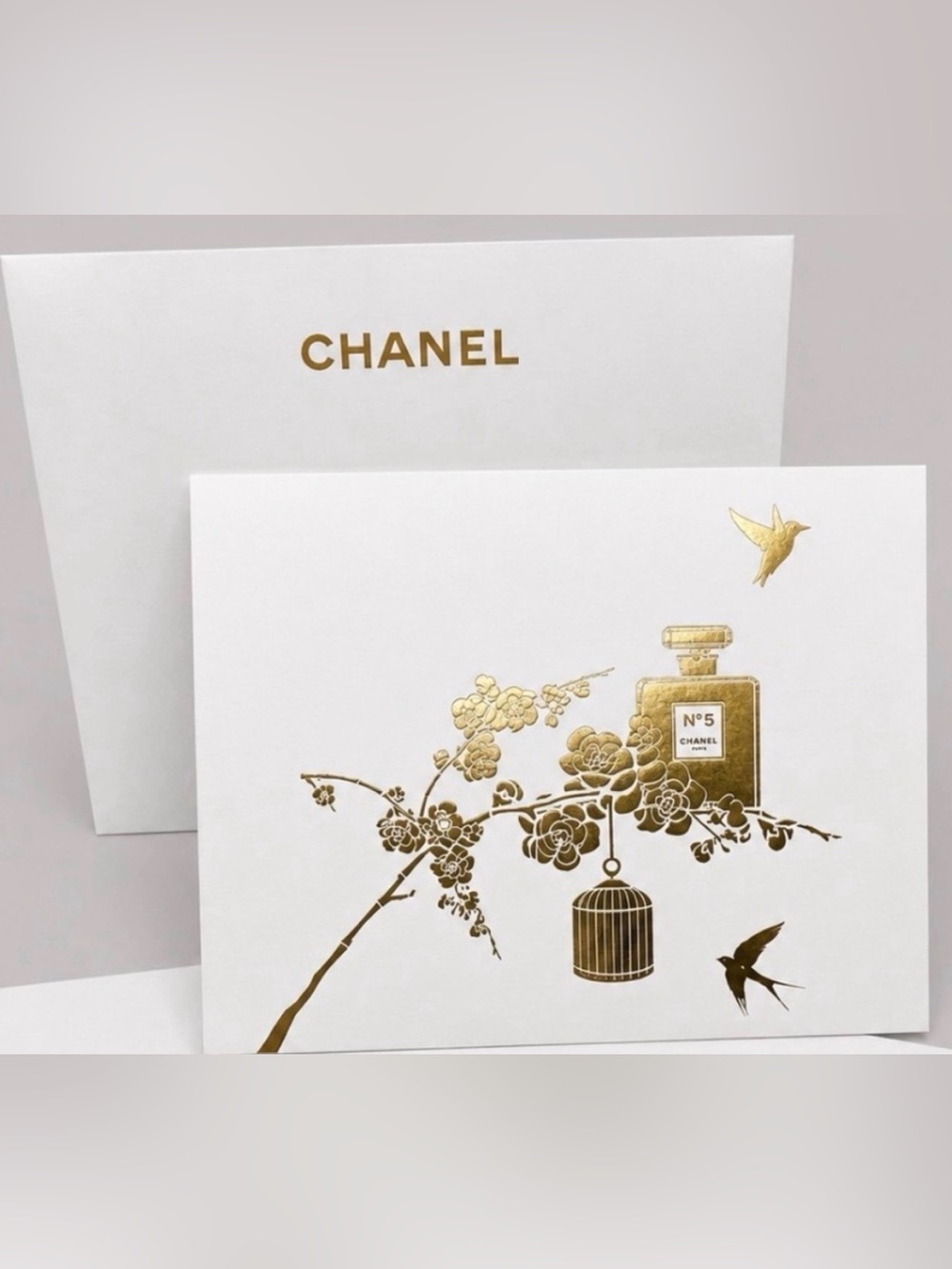 CHANEL 2024 Holiday Gold Foil Greeting Card & Envelope